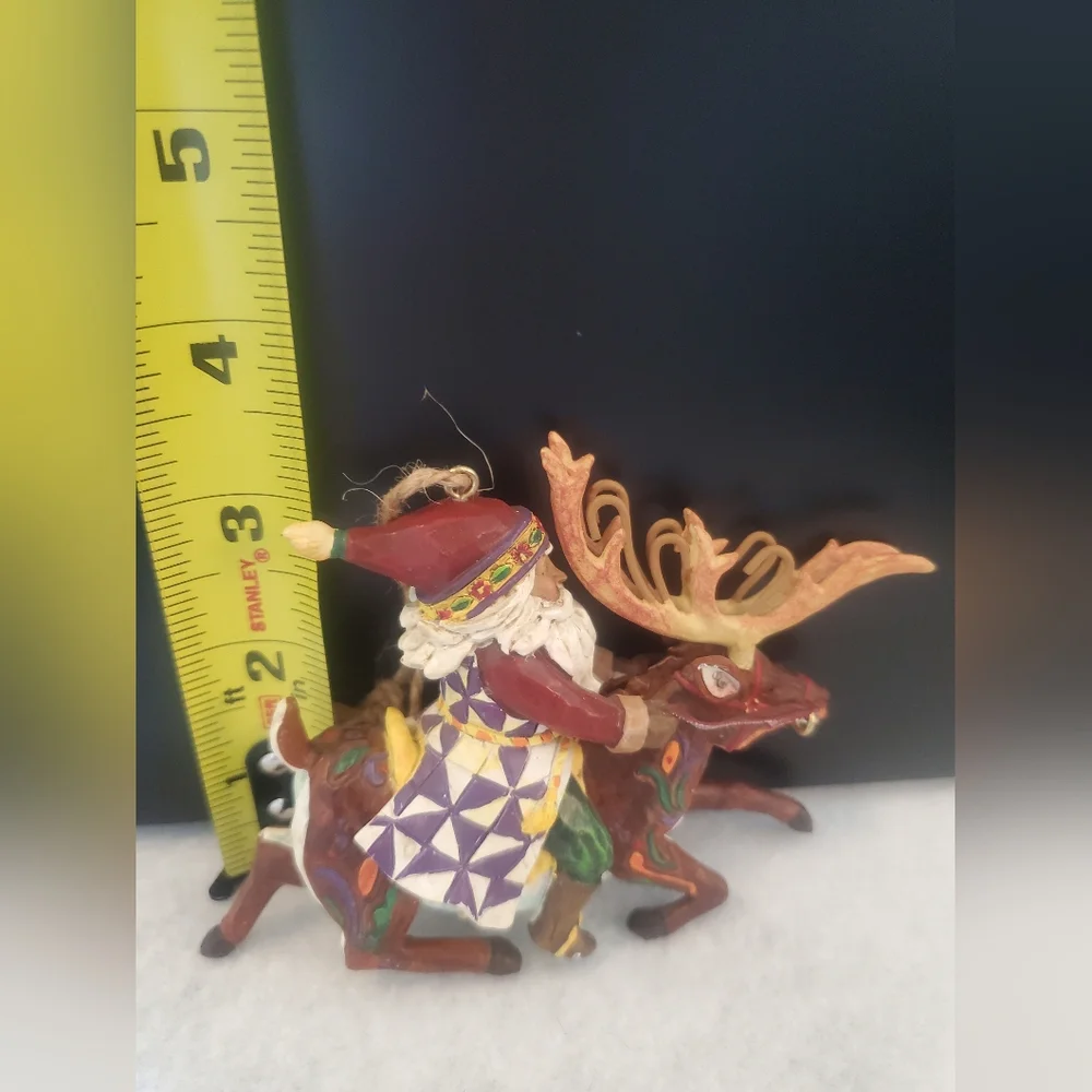 Jim Shore Heartwood Creek Santa Riding Reindeer Santa Did Ride Hanging Ornament